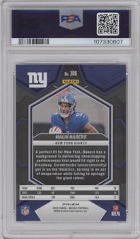 Malik Nabers from the 2024 Panini Mosaic set featuring a Honeycomb parallel graded by PSA and given an overall grade of 10.