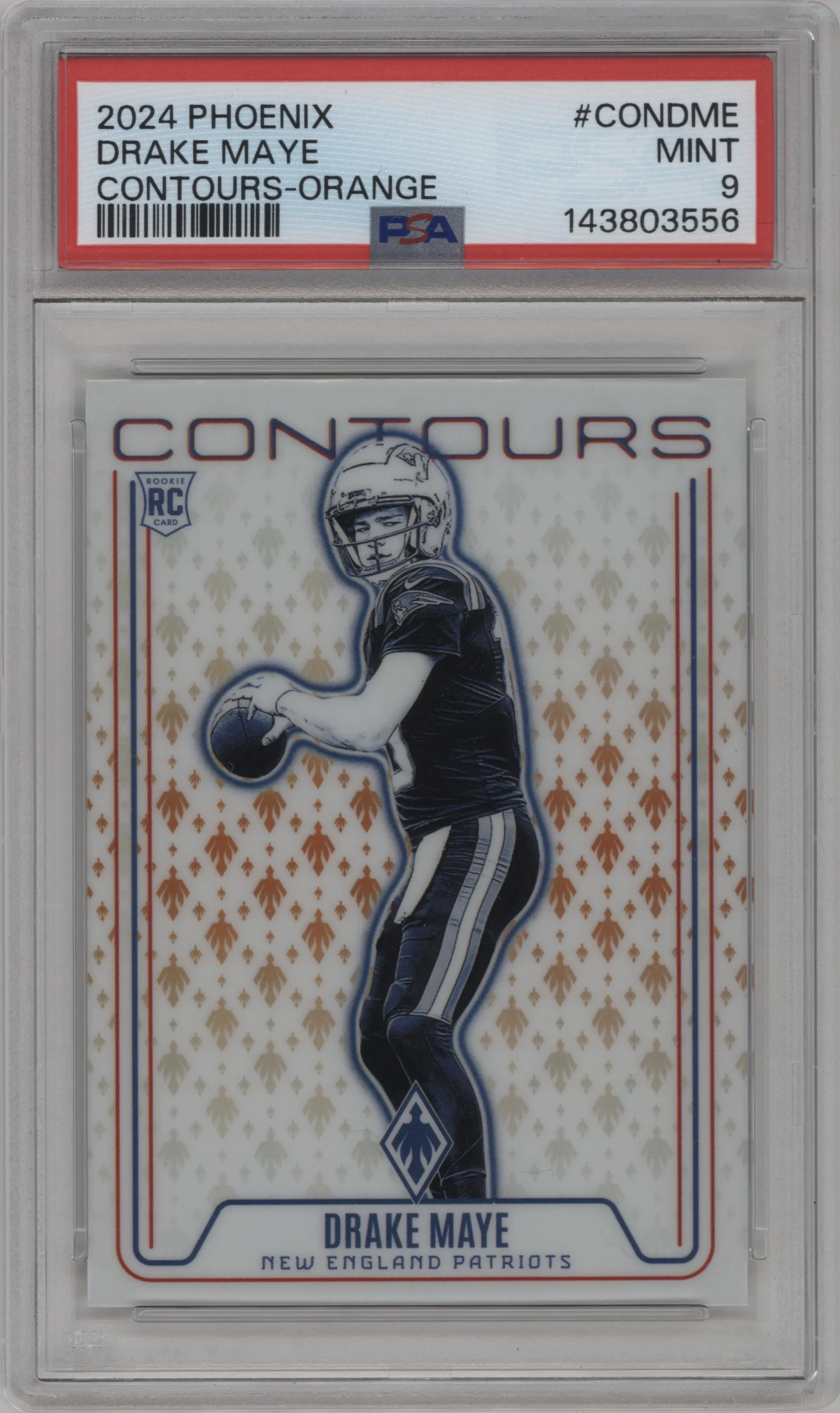 2024 Panini Phoenix Contours Drake Maye Orange PSA 9