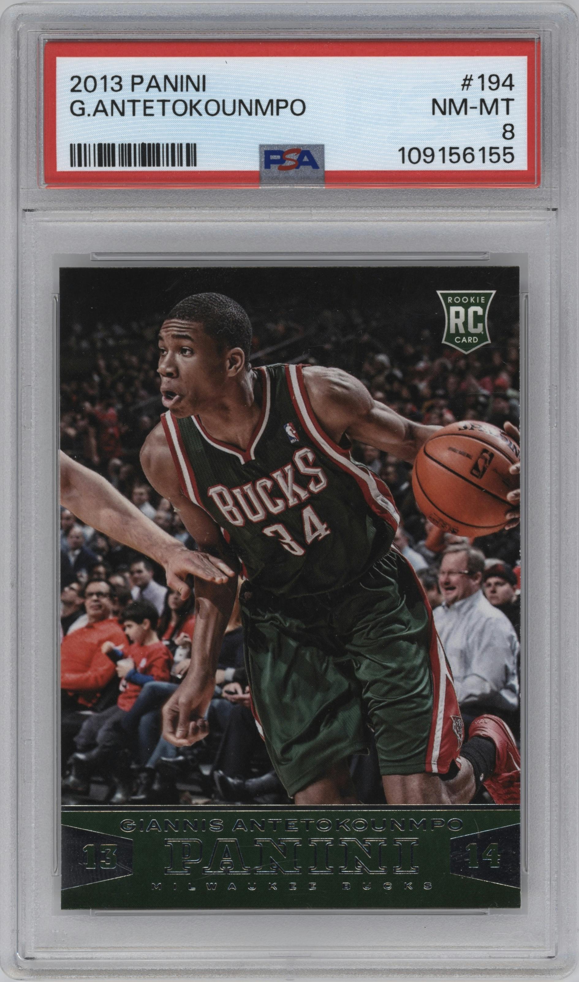 Giannis Antetokounmpo  from the 2013-14 Panini set graded by PSA and given an overall grade of 8.