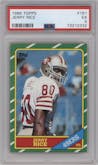 Jerry Rice from the 1986 Topps set graded by PSA and given an overall grade of 5.