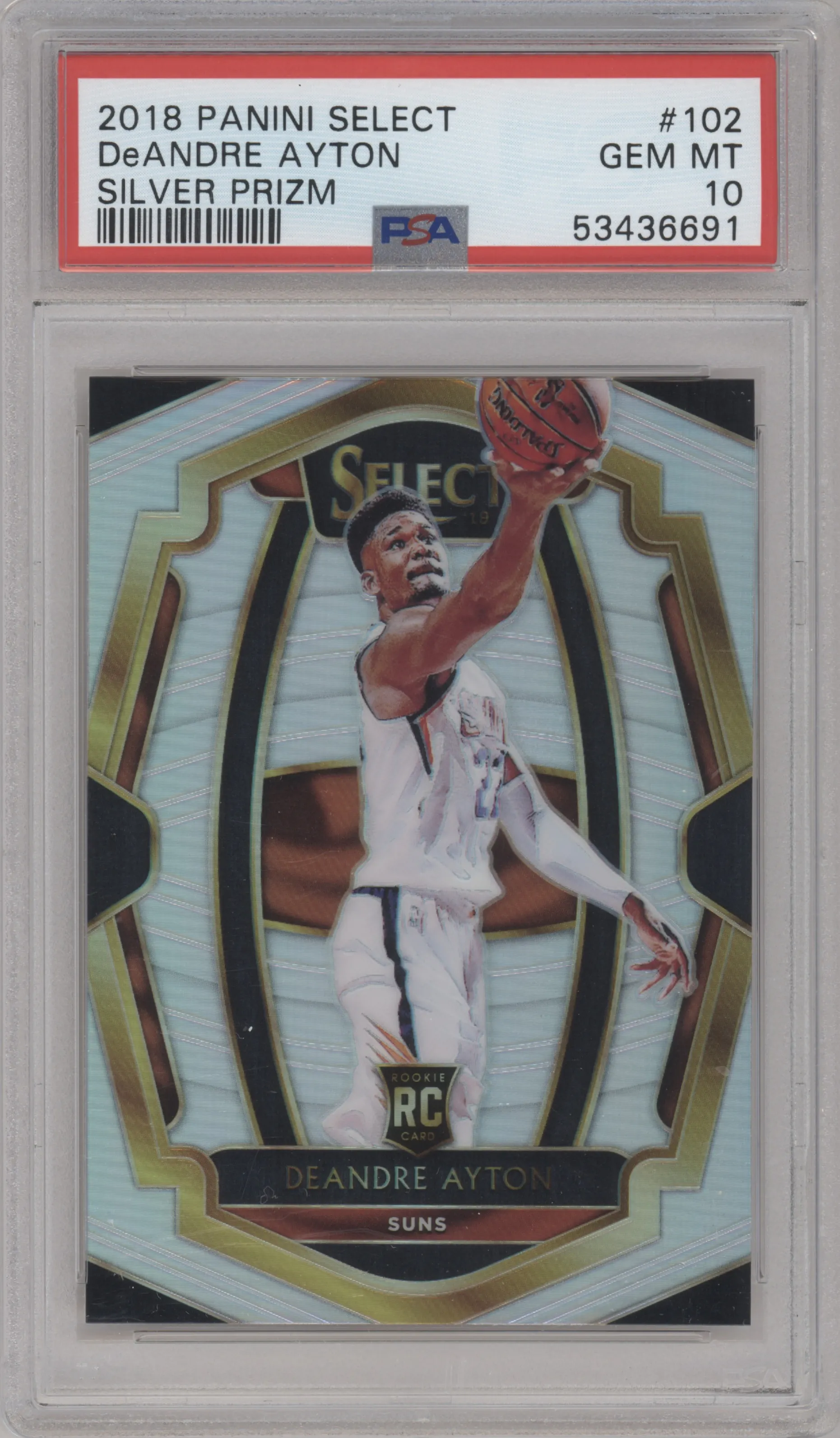 2018 Panini Select Pre.Lvl. Deandre Ayton Silver Prizm PSA 10