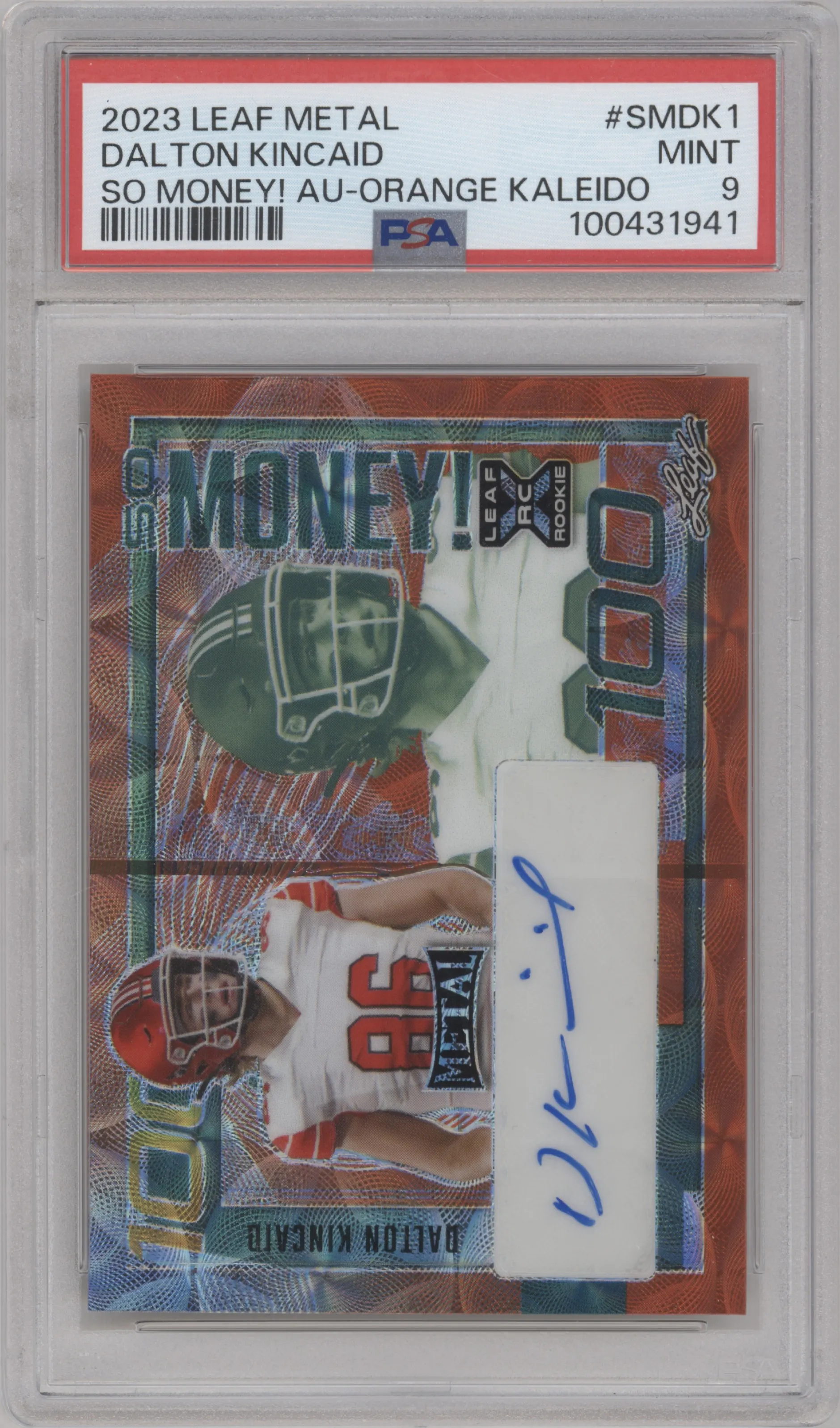2023 Leaf Metal So Money Auto Dalton Kincaid Kaleidoscope Orange PSA 9