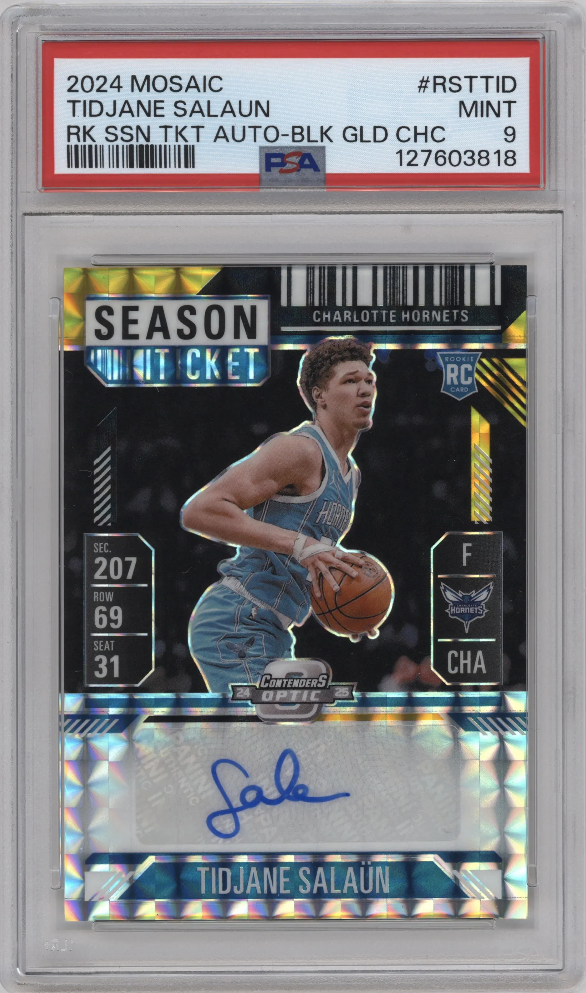 2024 Panini Mosaic Rke.Season Tkt. Tidjane Salaun Choice Black Gold #RST-TID PSA 9