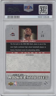 LeBron James from the 2003-04 Upper Deck set graded by PSA and given an overall grade of 8.