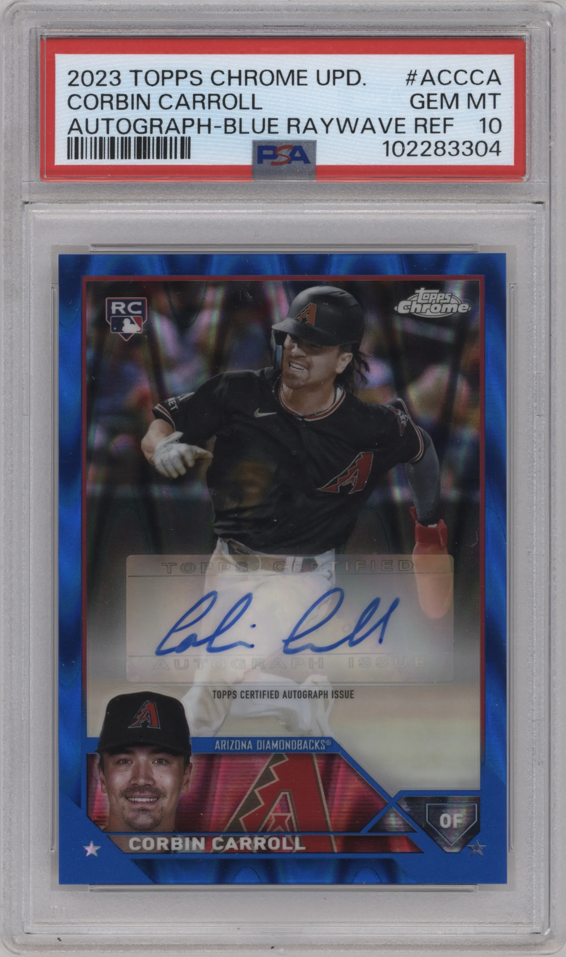 2023 Topps Chrome Update Auto Corbin Carroll Blue RayWave Refractor #AC-CCA PSA 10