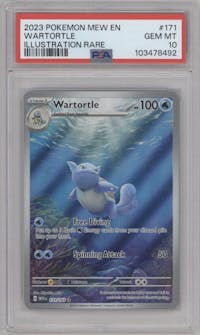 Wartortle from the 2023 Pokemon SV set graded by PSA and given an overall grade of 10.
