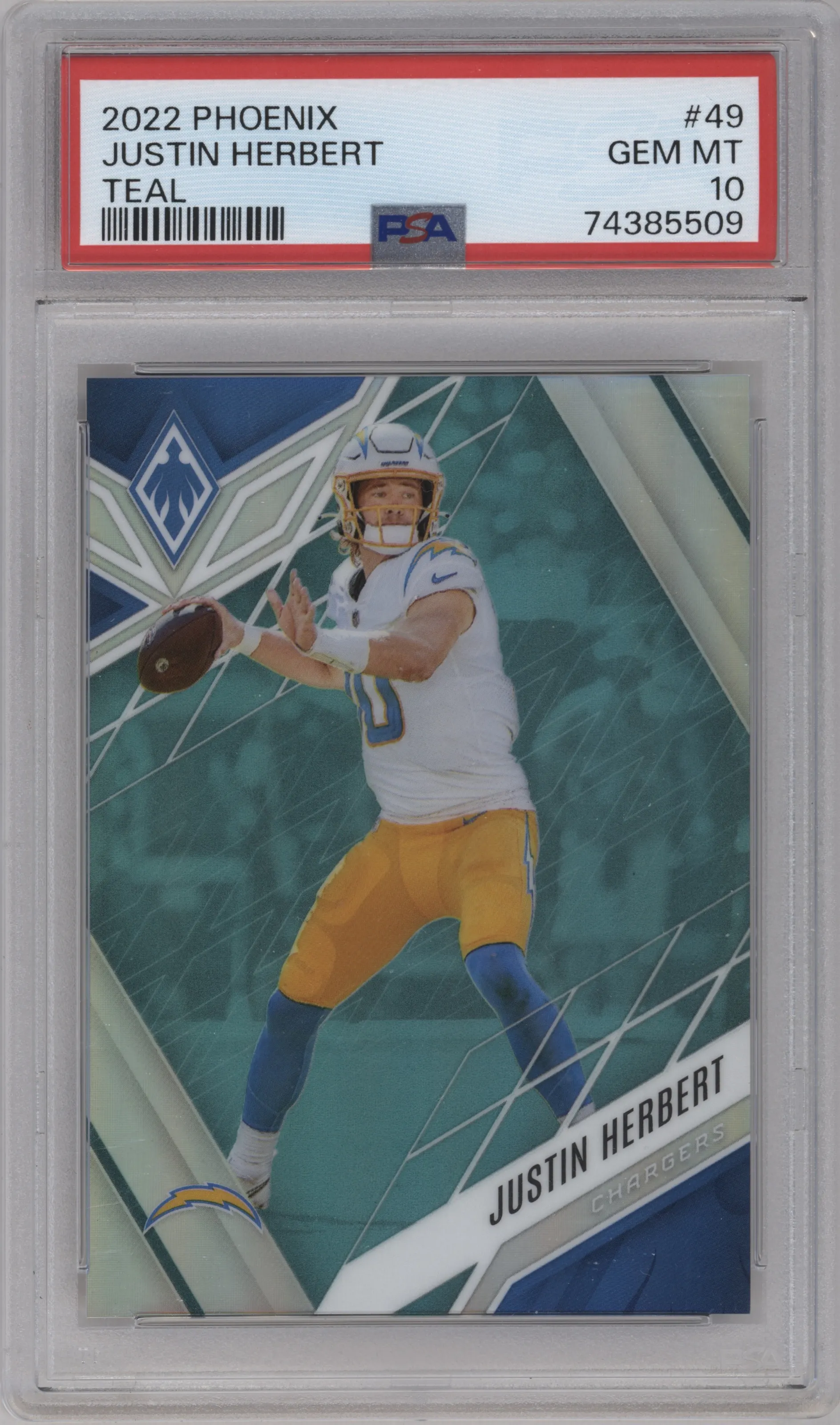 2022 Panini Phoenix Justin Herbert Teal #49 PSA 10