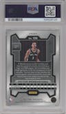 Victor Wembanyama from the 2023-24 Panini Prizm set featuring a Red Prizm parallel graded by PSA and given an overall grade of 9.