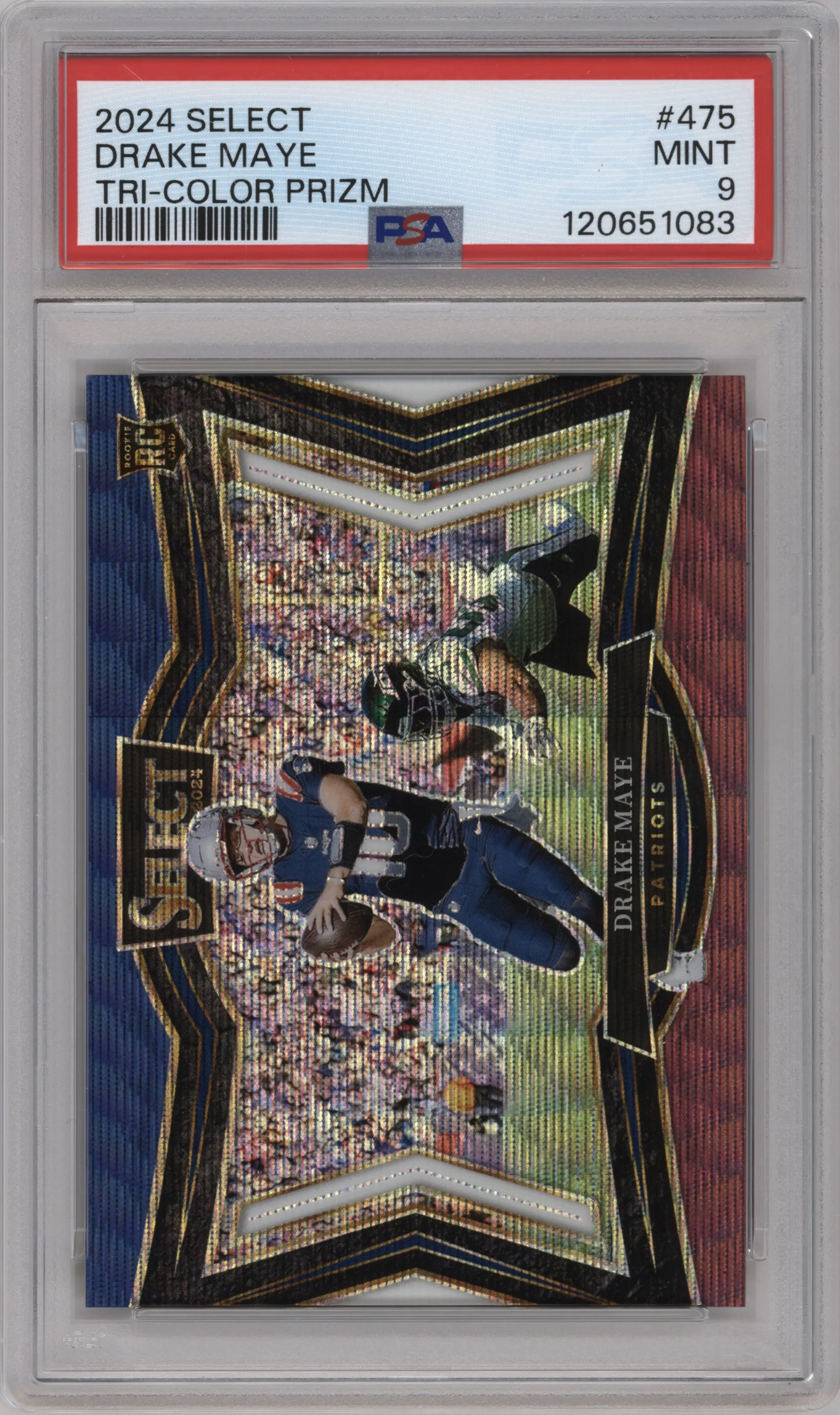 2024 Panini Select Field Lvl. Drake Maye Tri-Color PSA 9