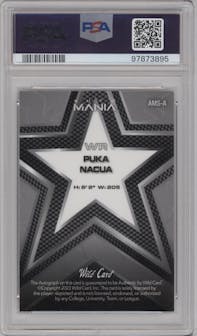 Puka Nacua from the 2023 Wild Card Auto Mania Pro-Look set featuring a Gold parallel graded by PSA and given an overall grade of 10.