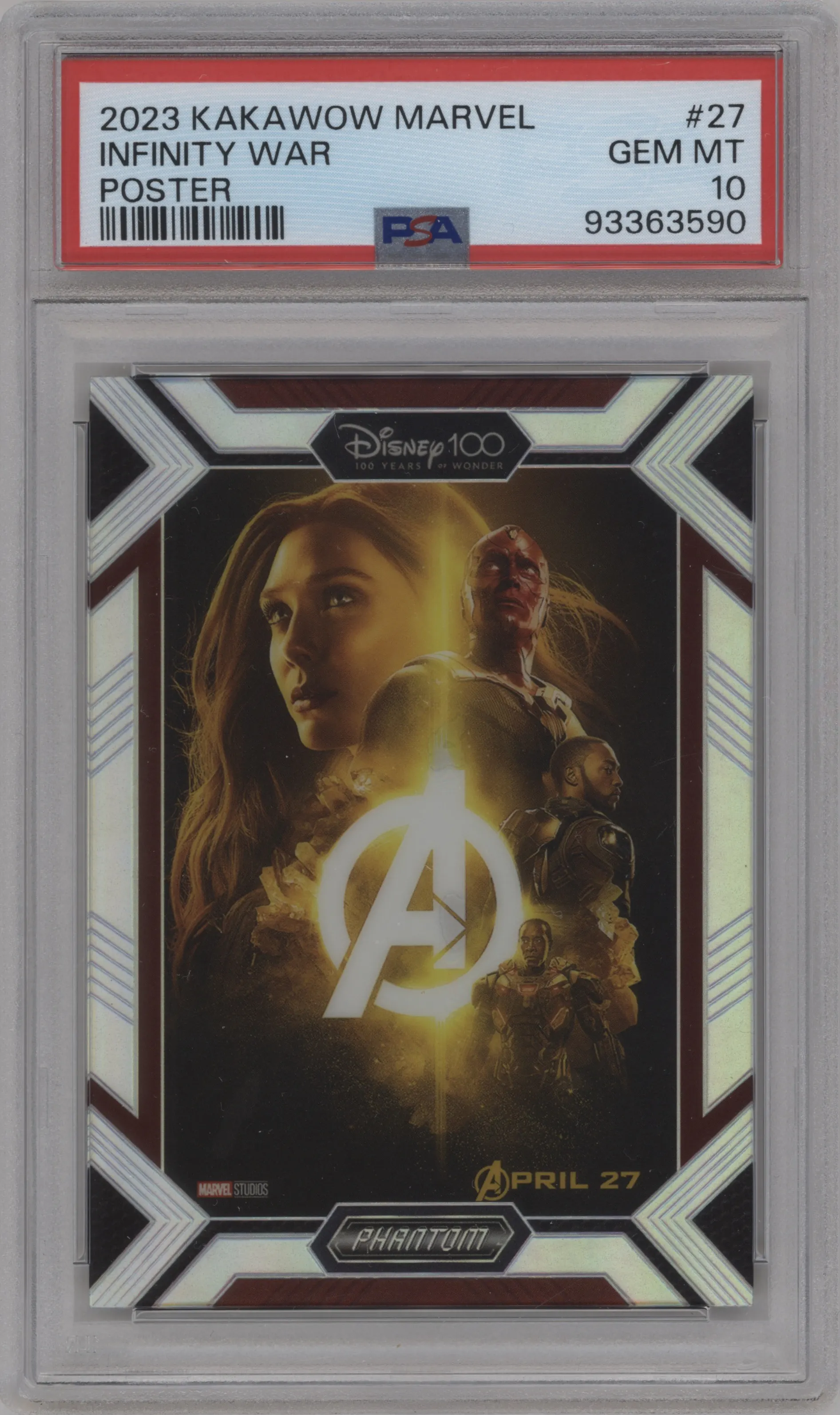 2023 Kakawow Phantom Disney 100 Marvel Poster Avengers: Infinity War #PM-HB-27 PSA 10