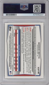 Mookie Betts from the 2014 Bowman set graded by PSA and given an overall grade of 10.