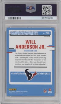 Will Anderson Jr. from the 2023 Donruss Optic set featuring a Red Mojo  parallel graded by PSA and given an overall grade of 9.