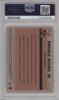 Ronald Acuna Jr. from the 2018 Topps Silver Pack  set graded by PSA and given an overall grade of 9.