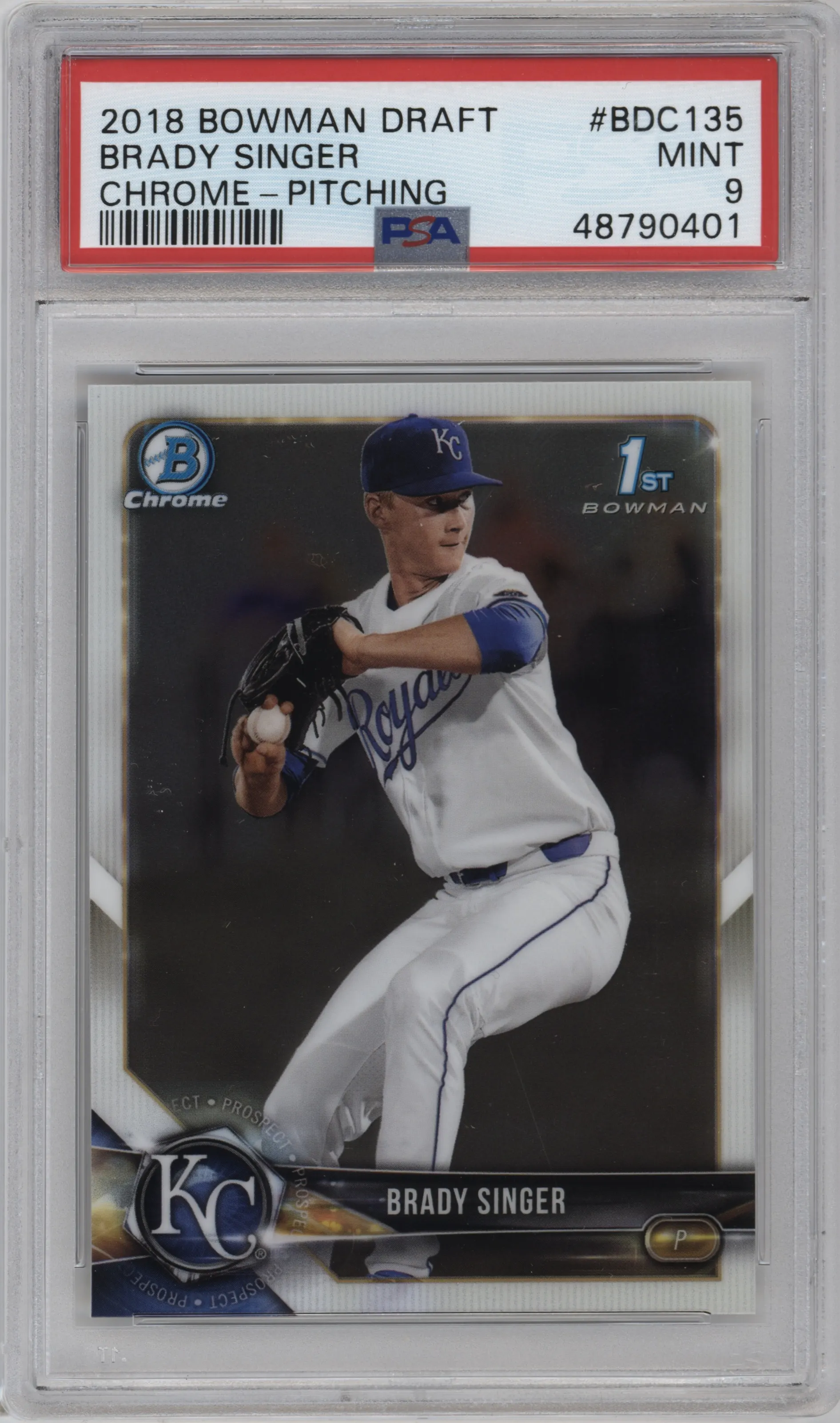 2018 Bowman Draft Chrome Brady Singer PSA 9