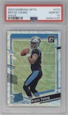 Bryce Young from the 2023 Donruss Optic set featuring a Wave parallel graded by PSA and given an overall grade of 10.