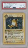 Raichu from the 1999 Pokemon set graded by PSA and given an overall grade of 8.