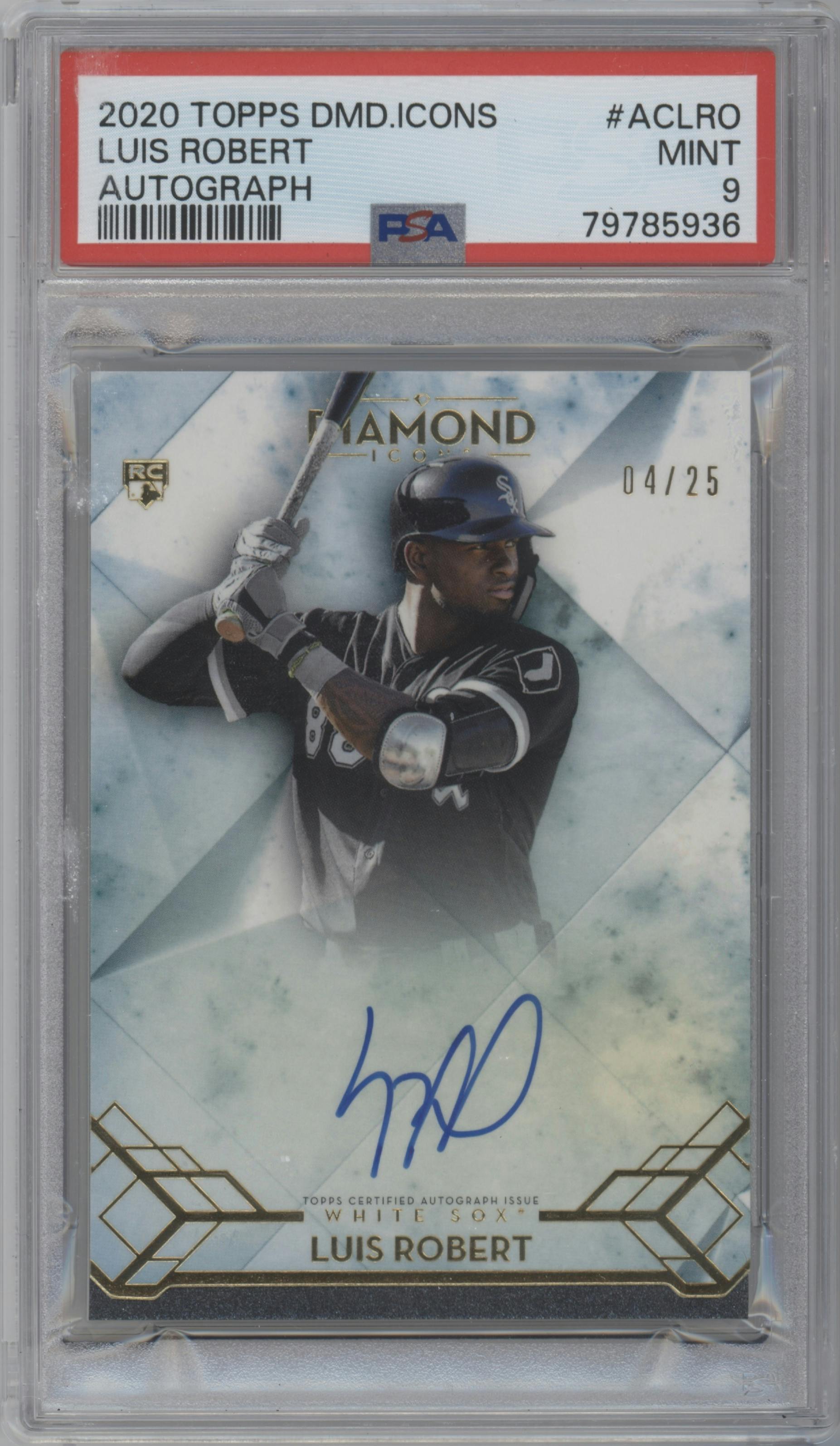 Luis Robert from the 2020 Topps Diamond Icons set graded by PSA and given an overall grade of 9.