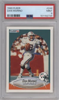 Dan Marino from the 1990 Fleer set graded by PSA and given an overall grade of 9.