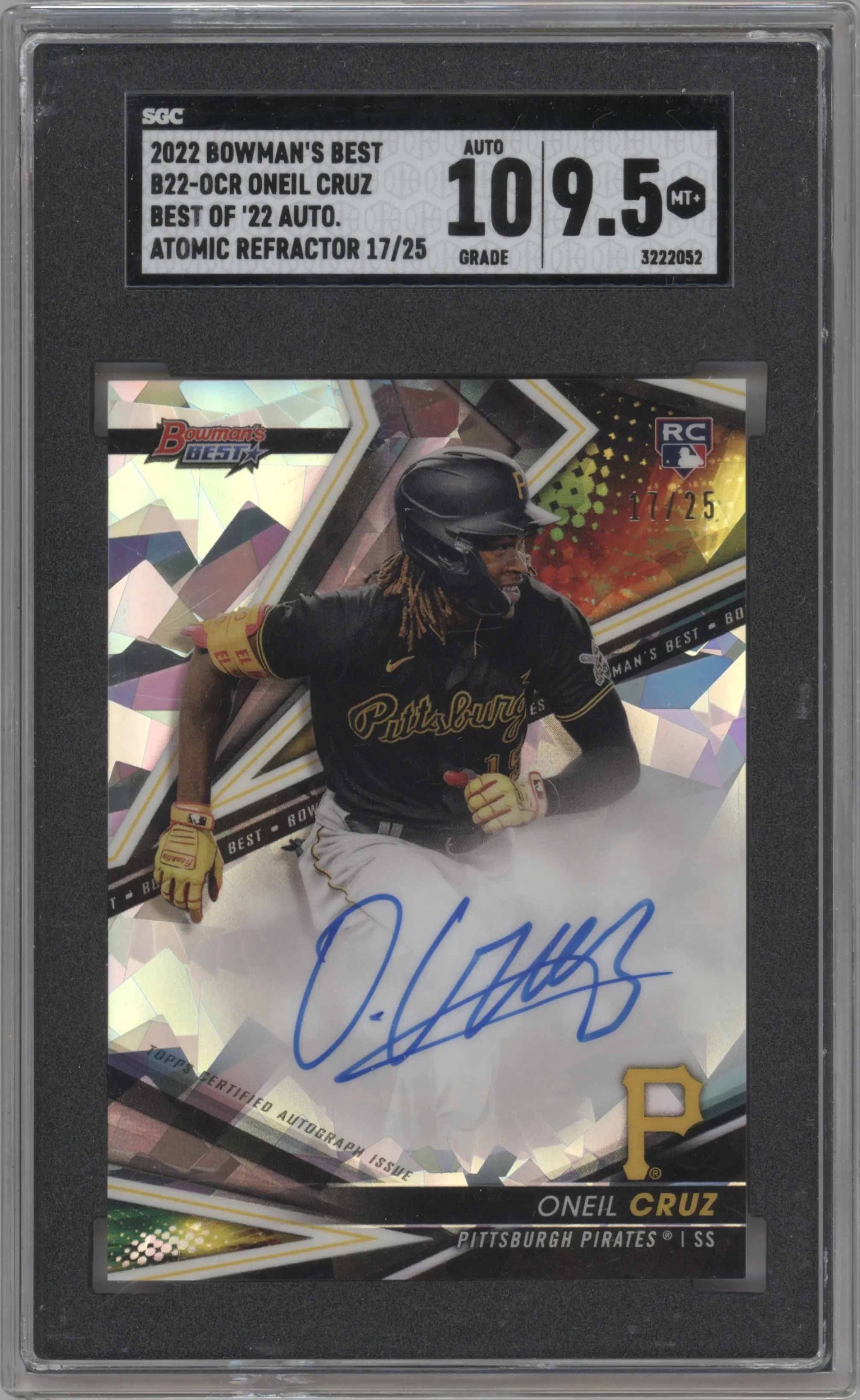 2022 Bowman’s Best Best of 2022 Auto Oneil Cruz Atomic Refractor SGC 9.5