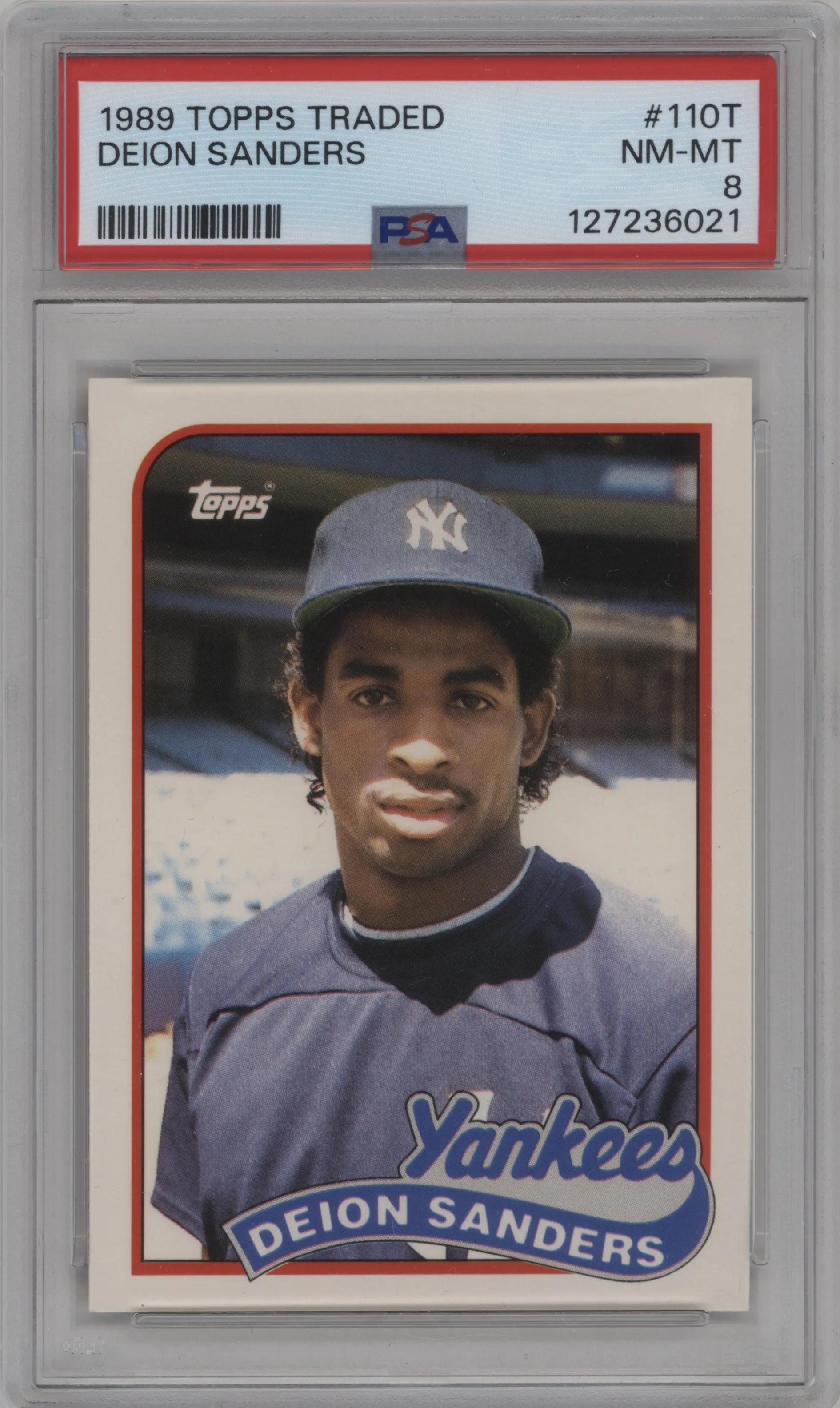 1989 Topps Traded Deion Sanders PSA 8