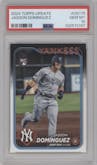 Jasson Dominguez from the 2024 Topps Update set graded by PSA and given an overall grade of 10.