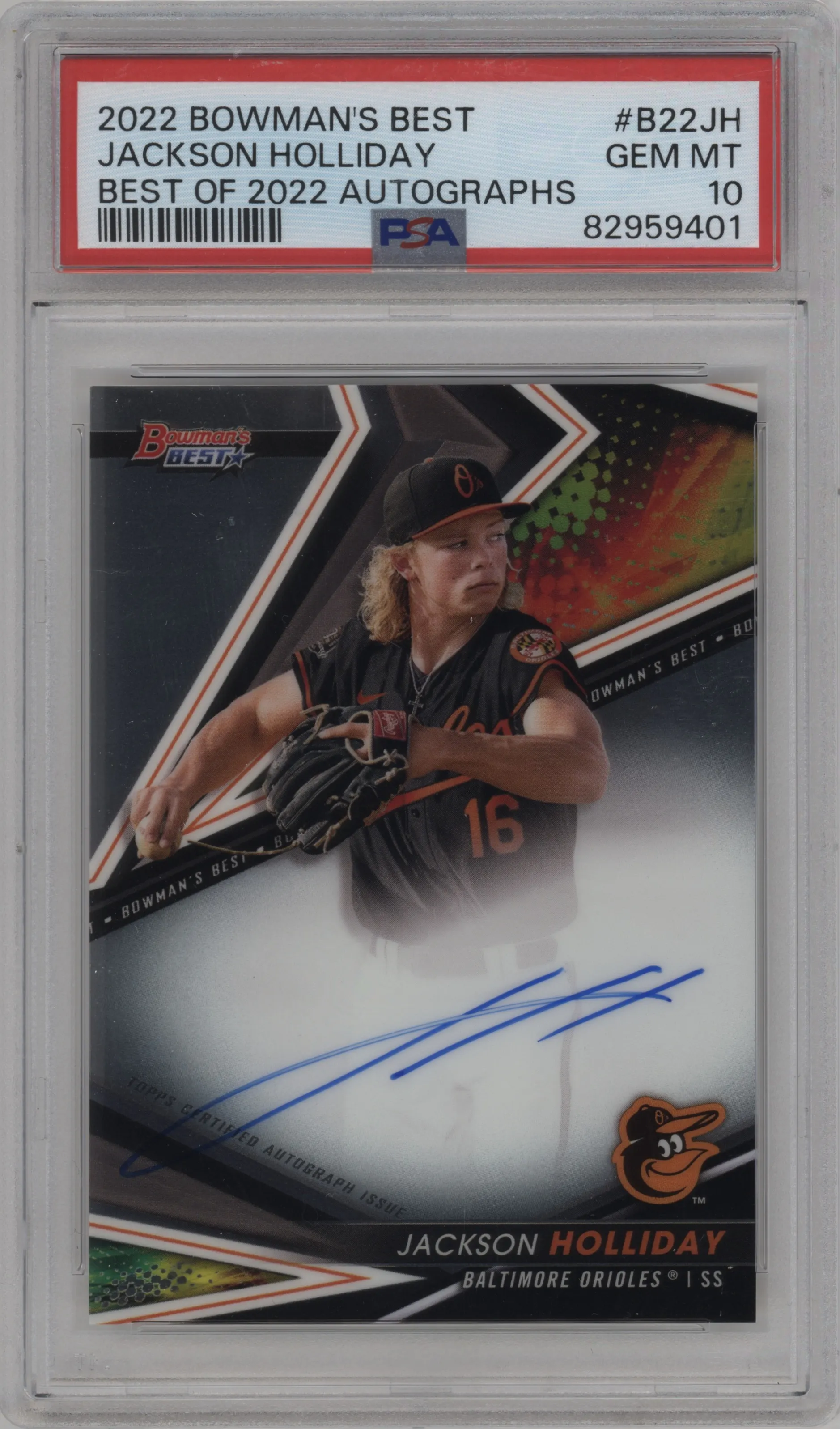 2022 Bowman’s Best Best of 2022 Auto Jackson Holliday PSA 10