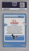 C.J. Stroud from the 2023 Donruss Optic set featuring a Holo parallel graded by PSA and given an overall grade of 10.