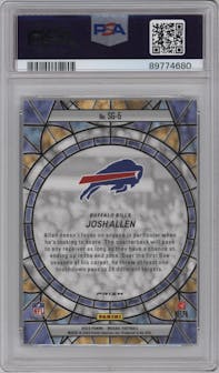 Josh Allen from the 2023 Panini Mosaic set graded by PSA and given an overall grade of 10.