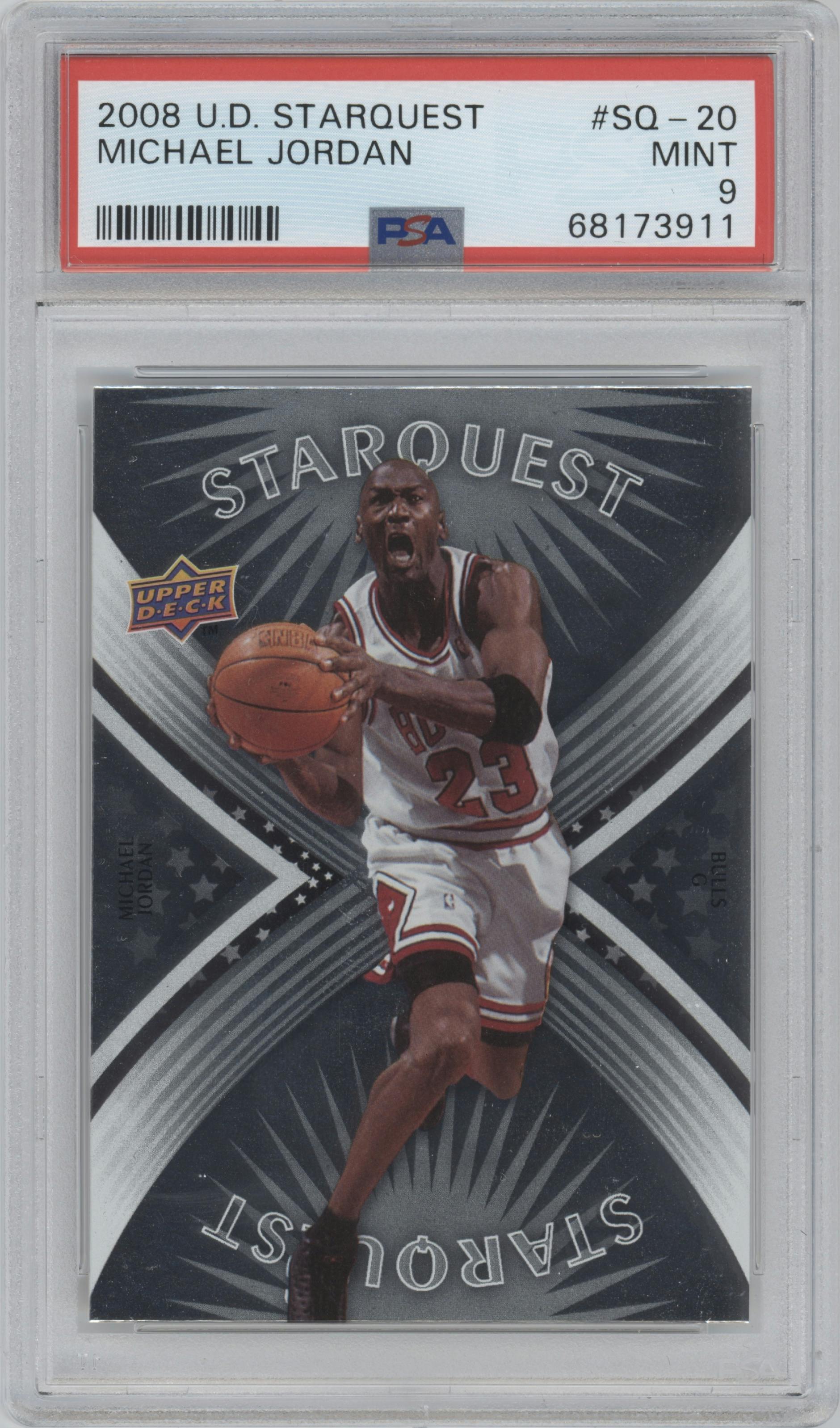 Michael Jordan from the 2008-09 Upper Deck set featuring a Common parallel graded by PSA and given an overall grade of 9.