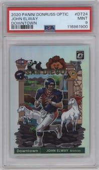 John Elway from the 2020 Panini Donruss Optic set graded by PSA and given an overall grade of 9.