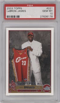 LeBron James from the 2003-04 Topps set graded by PSA and given an overall grade of 10.