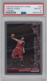 Lebron James from the 2005-06 Bowman set featuring a Chrome parallel graded by PSA and given an overall grade of 10.