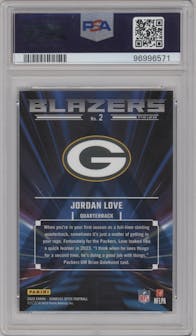 Jordan Love from the 2023 Donruss Optic set graded by PSA and given an overall grade of 10.