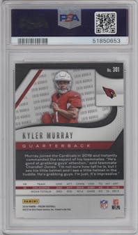 Kyler Murray from the 2019 Panini Prizm set graded by PSA and given an overall grade of 9.