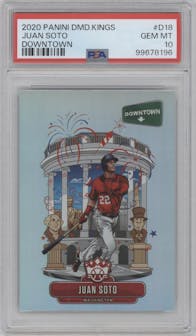 Juan Soto from the 2020 Panini Diamond Kings set graded by PSA and given an overall grade of 10.