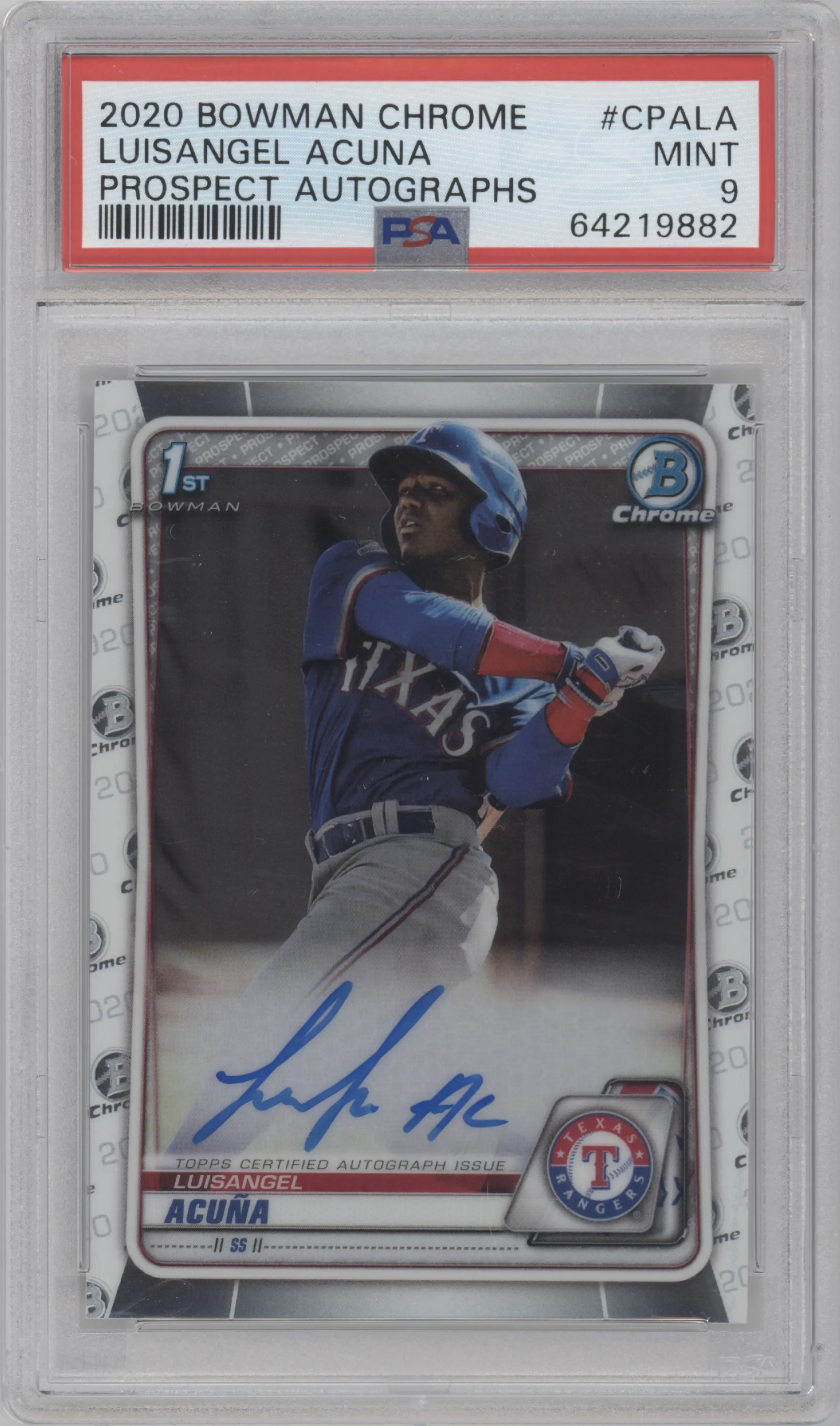 2020 Bowman Chrome Pros.Auto Luisangel Acuna PSA 9