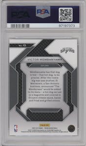 Victor Wembanyama from the 2023-24 Panini Prizm set graded by PSA and given an overall grade of 9.