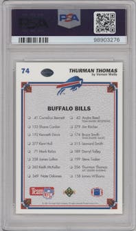 Thurman Thomas from the 1991 Upper Deck set graded by PSA and given an overall grade of 8.