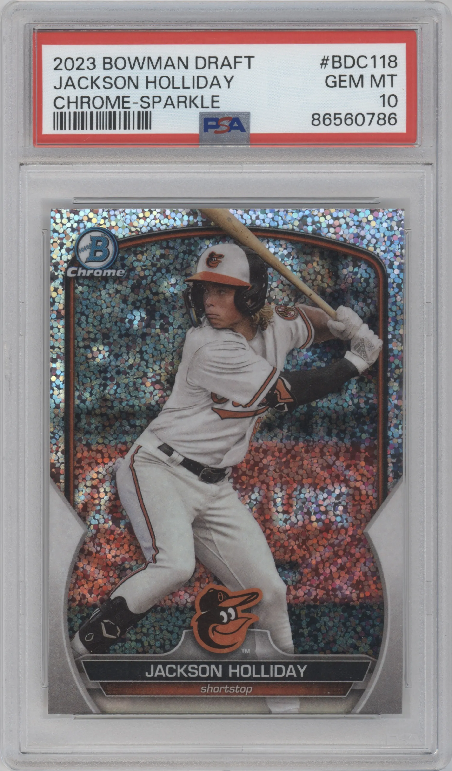 2023 Bowman Draft Chrome Jackson Holliday Sparkle Refractor PSA 10