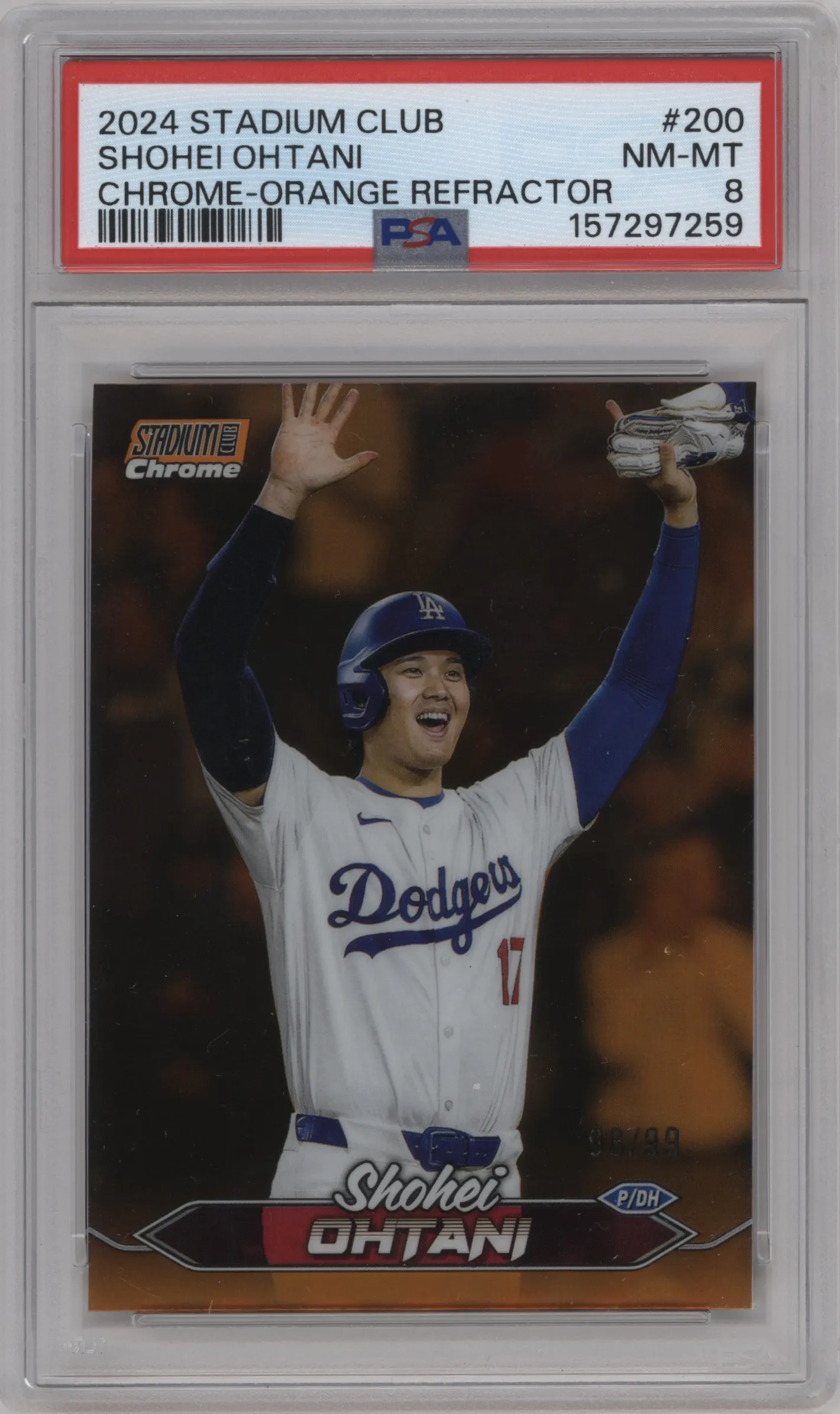 2024 Topps Stadium Club Chrome Shohei Ohtani Orange Refractors PSA 8