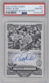 Derek Jeter from the 2022 Topps Gypsy Queen set featuring a Black & White parallel graded by PSA and given an overall grade of 10.