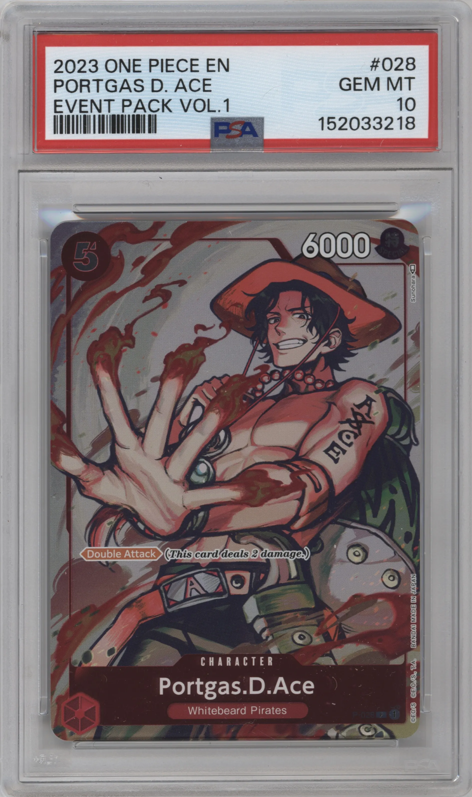 2023 One Piece Event Pack Vol.1 Portgas.D.Ace PSA 10