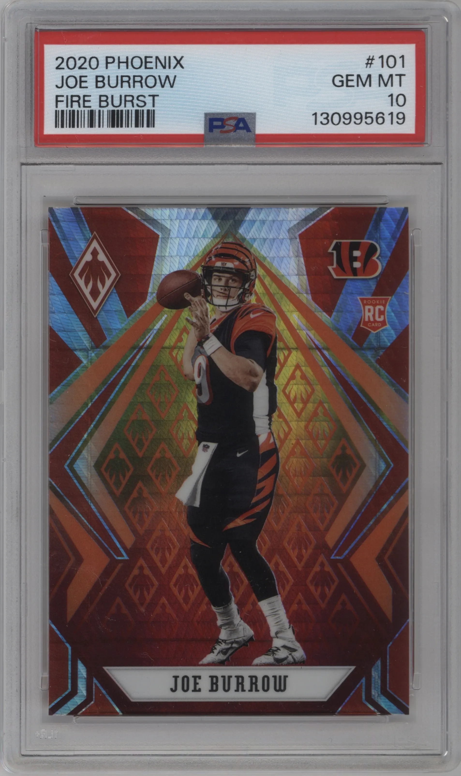 2020 Panini Phoenix Joe Burrow Fire Burst #101 PSA 10