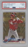 Shohei Ohtani from the 2018 Topps Update set featuring a Gold parallel graded by PSA and given an overall grade of 9.
