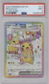Pikachu ex from the 2024 Pokemon SV set graded by PSA and given an overall grade of 9.