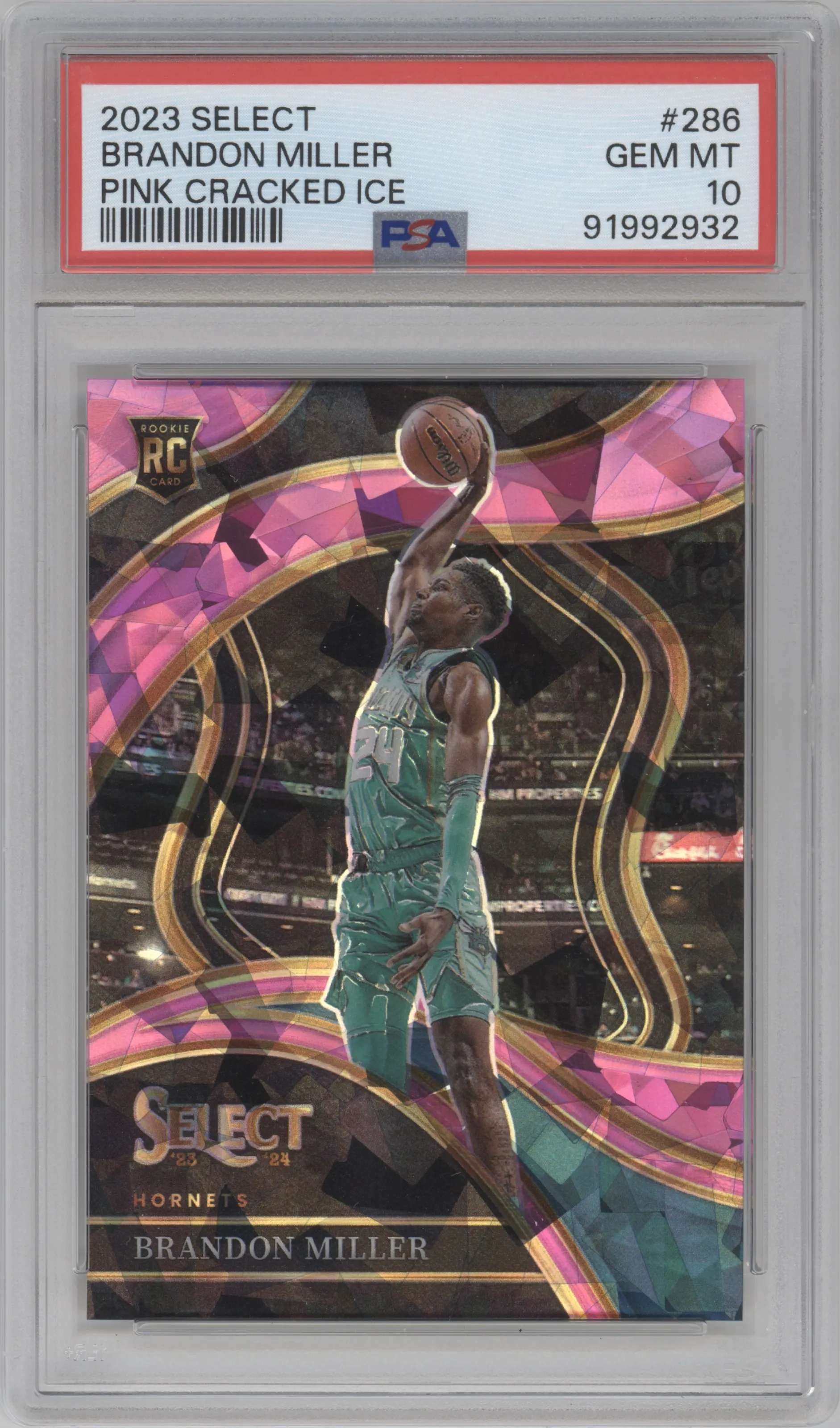 2023 Panini Select Courtside Brandon Miller Pink Cracked Ice PSA 10