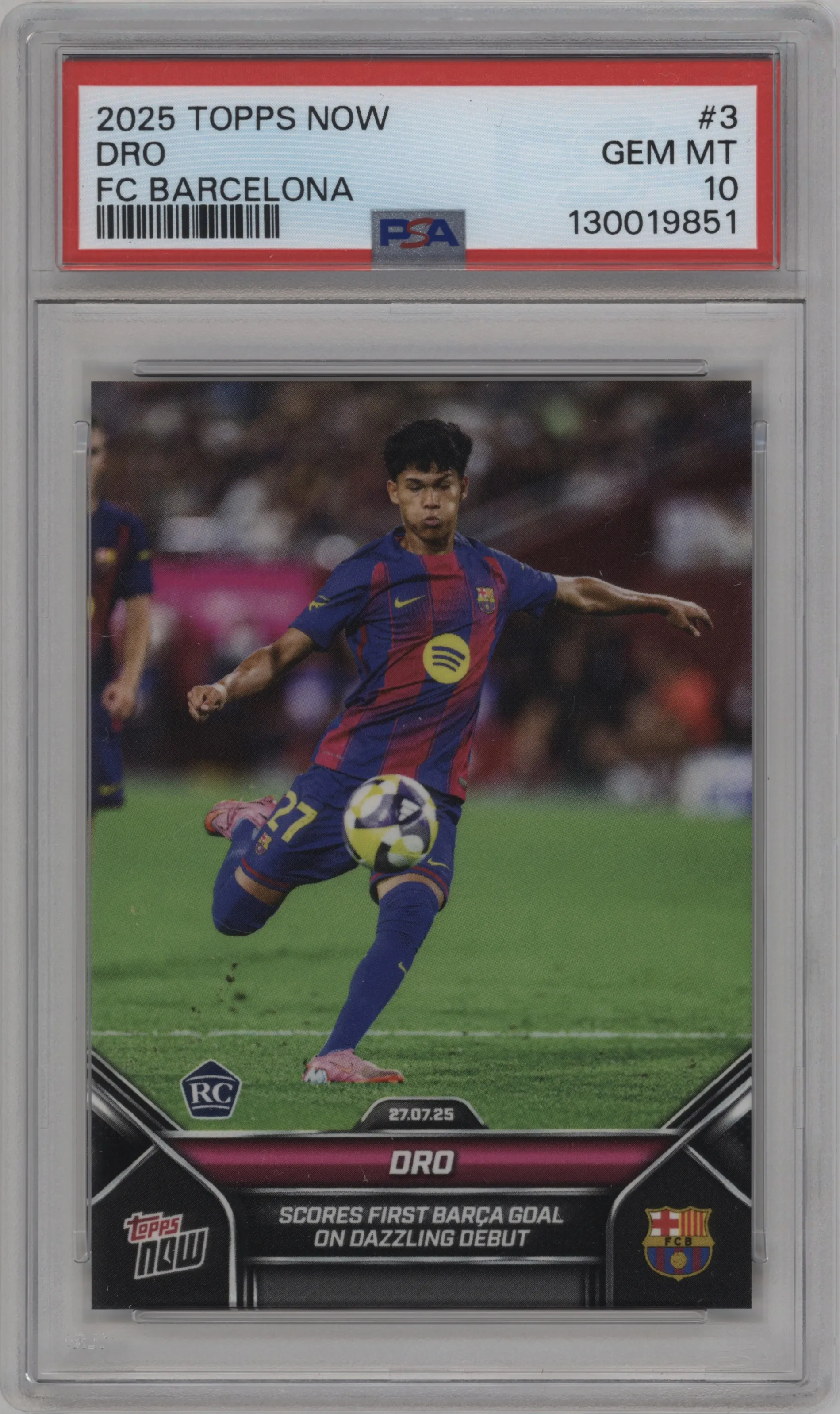2025 Topps Now FC Barcelona Dro PSA 10