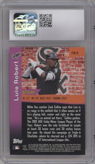 Luis Robert from the 2020 Topps Finest set graded by SGC and given an overall grade of 10.