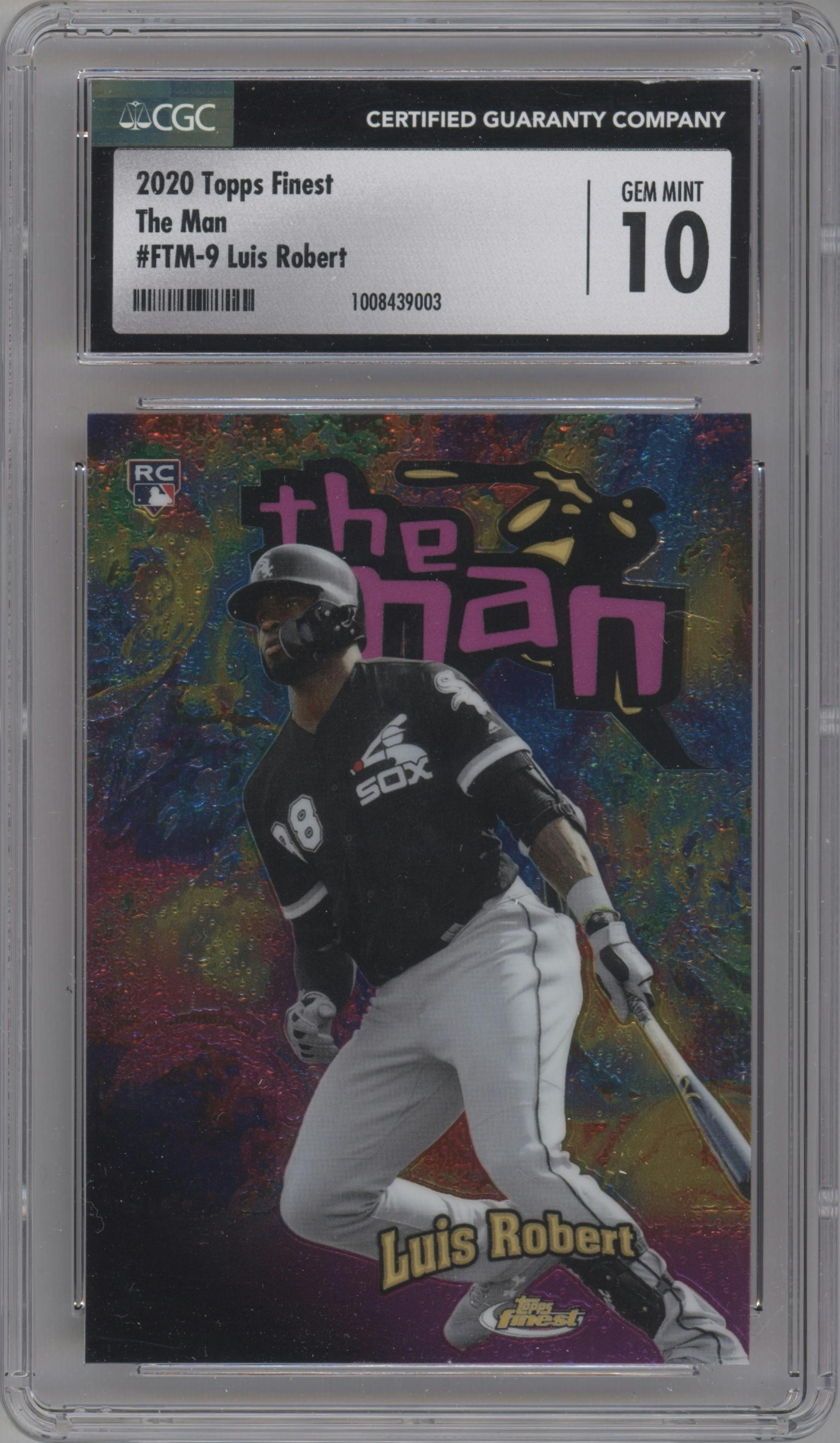 Luis Robert from the 2020 Topps Finest set graded by SGC and given an overall grade of 10.